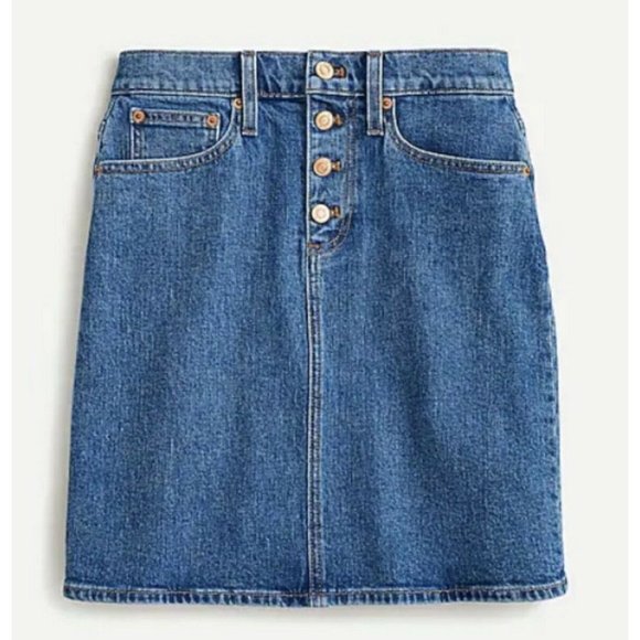 J Crew Button Front Denim Skirt Blue High Waist 25 AW324 Spring‎ 21 - Picture 4 of 11